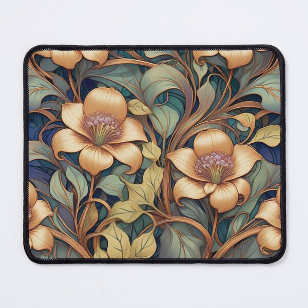 Item preview, Art Nouveau Golden Flowers Pattern designed and sold by Uday24.