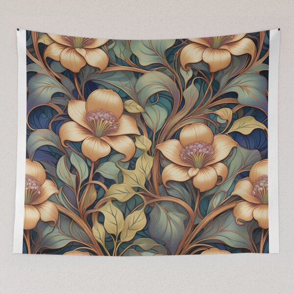 Item preview, Art Nouveau Golden Flowers Pattern designed and sold by Uday24.