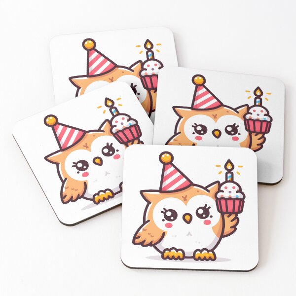 Item preview, Kawaii Owl With Party Hat designed and sold by CanvasCutie.