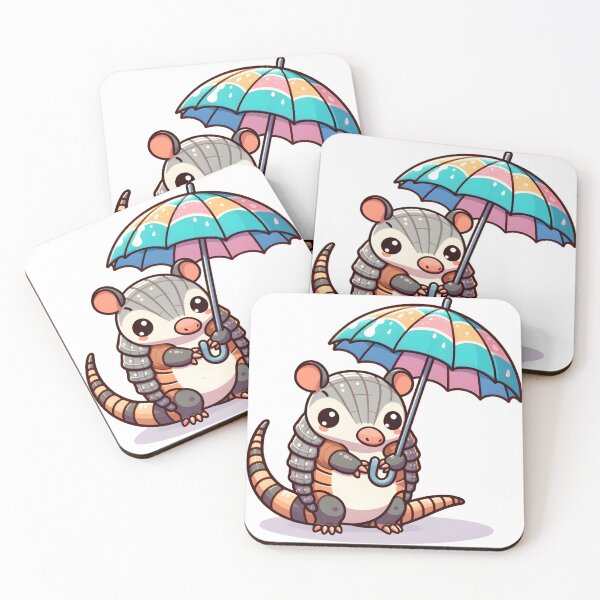 Item preview, Kawaii Armadillo With Tiny Umbrella designed and sold by CanvasCutie.