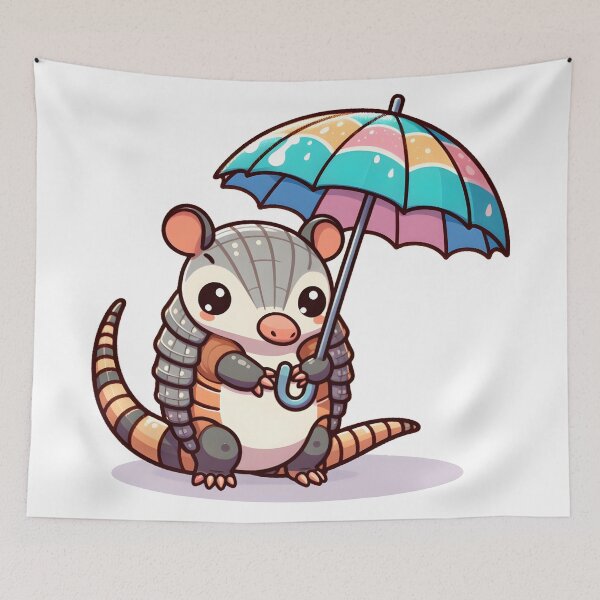 Item preview, Kawaii Armadillo With Tiny Umbrella designed and sold by CanvasCutie.