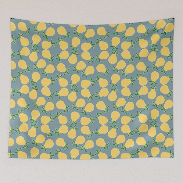 Item preview, Fruity Flair: Foodie Fashion with Yellow Pears on Muted Light Blue designed and sold by IraNiva.