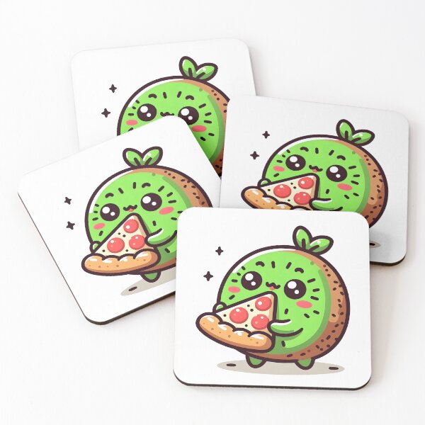 Item preview, Kawaii Kiwi With Pizza Slice designed and sold by CanvasCutie.