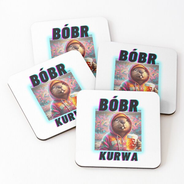 Item preview, Bóbr Kurwa Drinking Beer/ Neon Vibes designed and sold by SHELOPS.