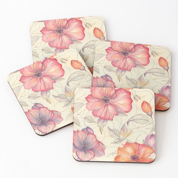 Item preview, Vibrant Pinky-Orange Florals designed and sold by Salty-Pixel.