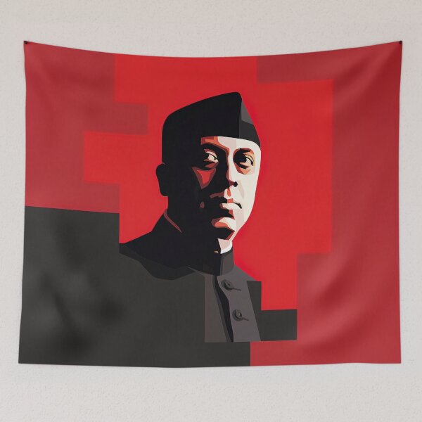 Item preview, Jawaharlal Nehru | Red minimalism designed and sold by ComicsFactory.