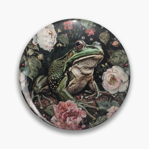 Item preview, Cottagecore Dark Academia William Morris Inspired Floral Frog Illustration designed and sold by FreeReyne.