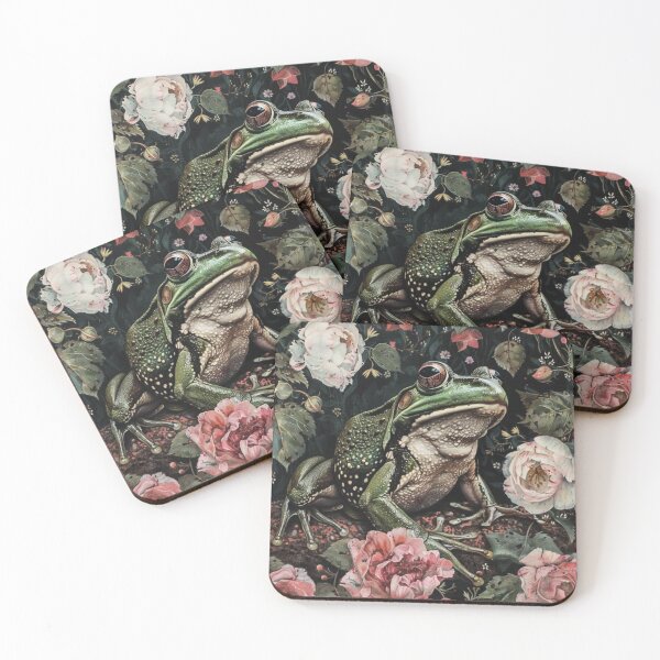 Item preview, Cottagecore Dark Academia William Morris Inspired Floral Frog Illustration designed and sold by FreeReyne.