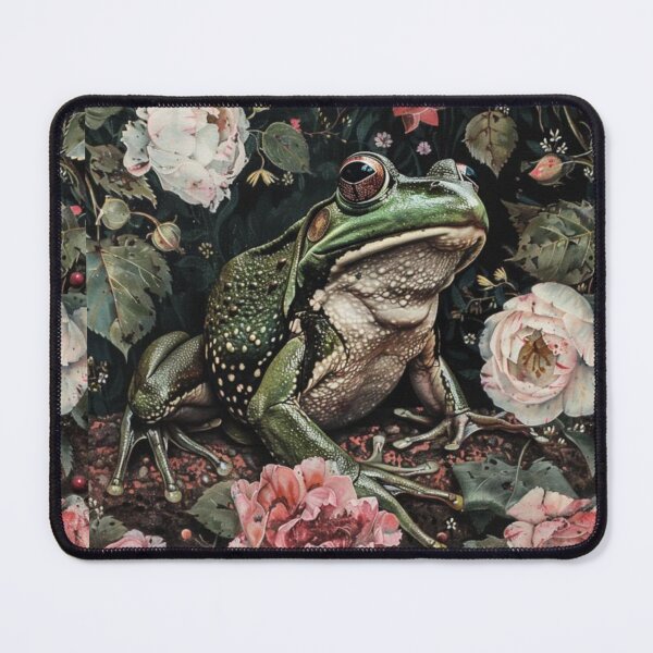 Item preview, Cottagecore Dark Academia William Morris Inspired Floral Frog Illustration designed and sold by FreeReyne.