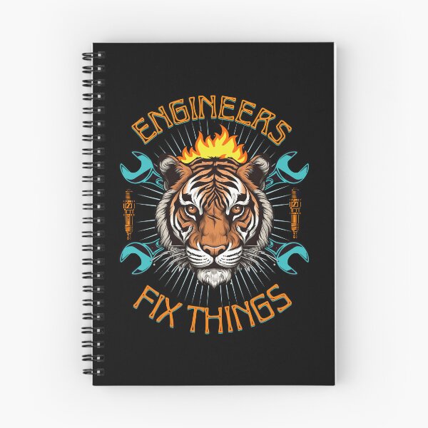 Item preview, Engineers fix things, tiger with styled spanners in a cross shape designed and sold by BritishDelights.
