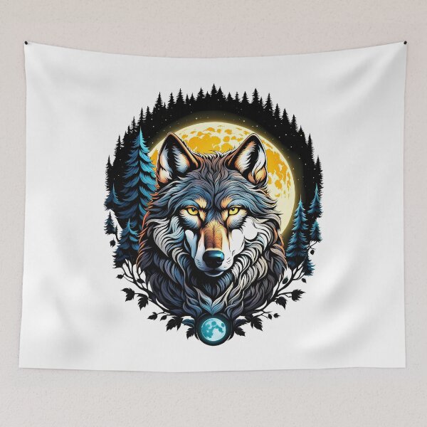 Item preview, Wolf and Moon in Circle of Trees, Ai Generated Art  designed and sold by ACC .