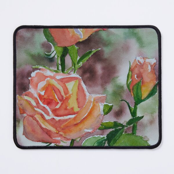 Artikelvorschau, Rote und orange Rosen - Aquarellmalerei entworfen und verkauft von Monika's Painting.