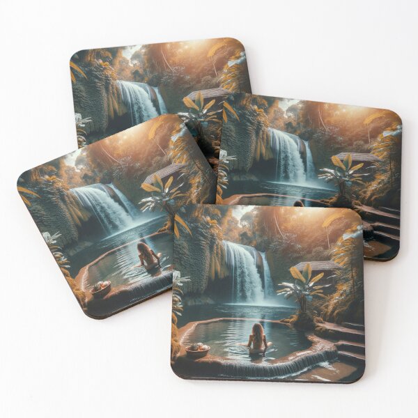 Item preview, Woman bathing in a warm spring under a waterfall in an exotic paradise designed and sold by AndreaMart.