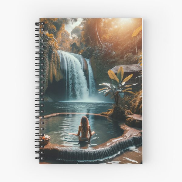 Item preview, Woman bathing in a warm spring under a waterfall in an exotic paradise designed and sold by AndreaMart.