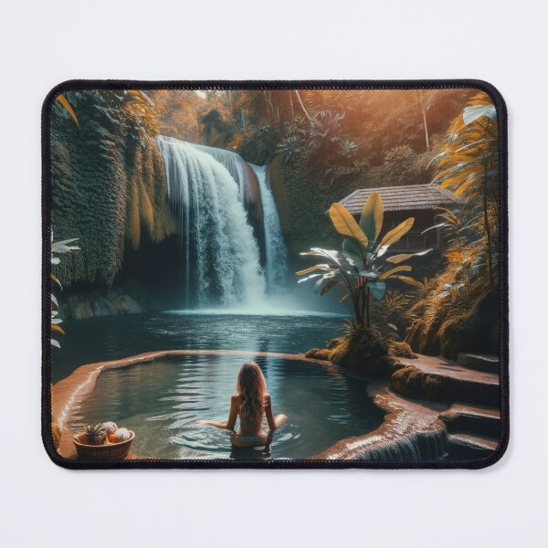 Item preview, Woman bathing in a warm spring under a waterfall in an exotic paradise designed and sold by AndreaMart.