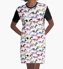 Off to the Horse Races Jockey Silks Pattern Graphic T-Shirt Dress