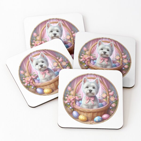 Item preview, Westie in an Easter basket with Easter eggs designed and sold by WarmAndWestie.