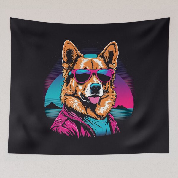 Item preview, Dog with glasses the bold statement that fashion is a free expression, even for our furry friends designed and sold by Pulsant  Paintings.