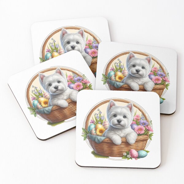 Item preview, Westie in an Easter basket with Easter eggs designed and sold by WarmAndWestie.