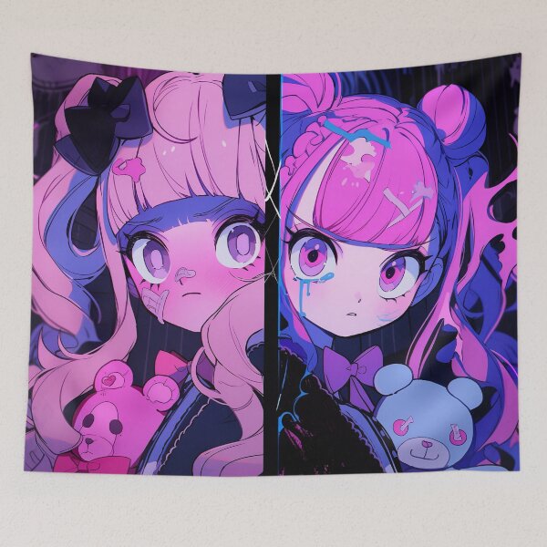 Aperçu de l'œuvre Filles Anime Gothiques Doubles Pastel créée et vendue par bubblegoth.