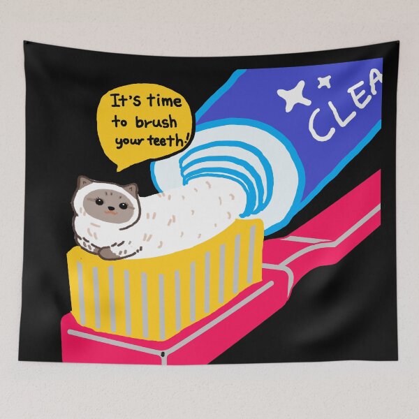 Item preview, time to brush your teeth, cat designed and sold by zzzozzo.