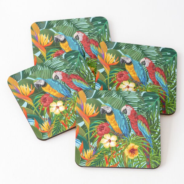 Item preview, Tropical macaw birds and plants designed and sold by BritishDelights.
