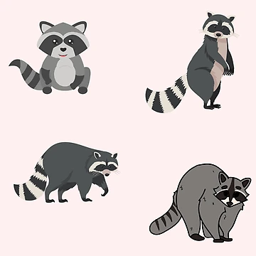 Artwork thumbnail, Racoon Set Packs ; Pattern by PatternInArt