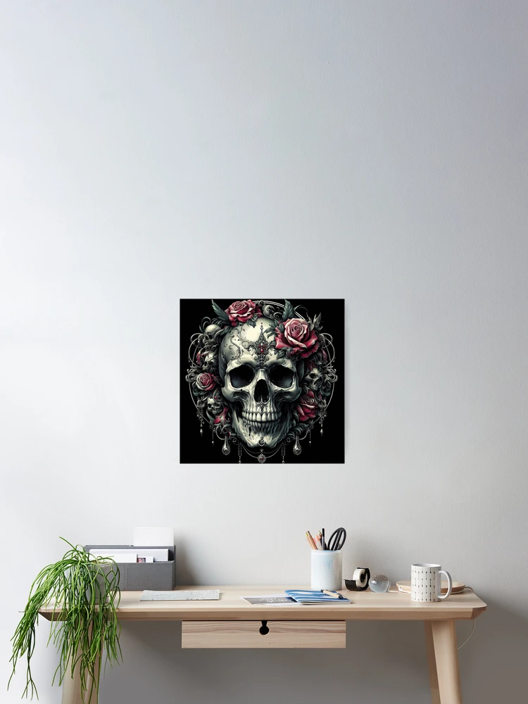 Thumbnail 2 of 3, Poster, Red Roses Skull designed and sold by Topmaxdesign.