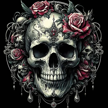 Artwork thumbnail, Red Roses Skull by Topmaxdesign