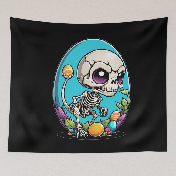Item preview, Easter Gothic Skeleton with Whimsical Eggs designed and sold by Tw1nsAIArt.