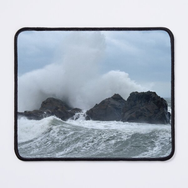Item preview, Wave burst on coastal rocks during storm designed and sold by alanoix.