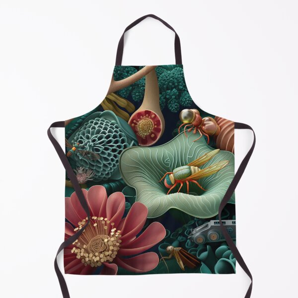 Item preview, 3d illustration, futuristic organic composition of imaginary flowers and robot insects. Wall decoration to print. designed and sold by David-CoBo.