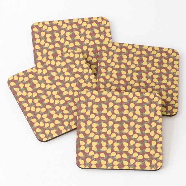 Item preview, Pear love style: fashion with culinary motifs - pattern with yellow pears and maroon background designed and sold by IraNiva.