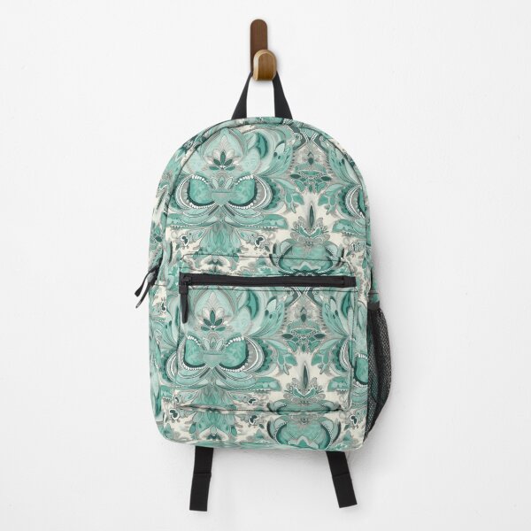 Item preview, Bohemian Elegance: Teal, Aqua & Grey Wallpaper designed and sold by meowjourney.
