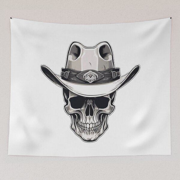 Item preview, black and white cowboy skull designed and sold by Catfighter.