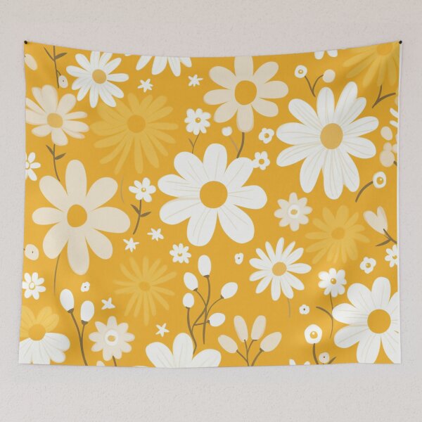 Item preview, Yellow Orange White Flower Pattern Spring Aesthetic Marguerite Blasingame Jan Berenstain designed and sold by SMARTKIT  DESIGNAGENCY.