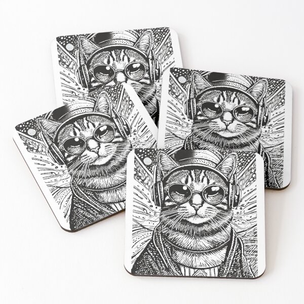 Item preview, Cat dj wearing headphones. designed and sold by jojokrap-2023.
