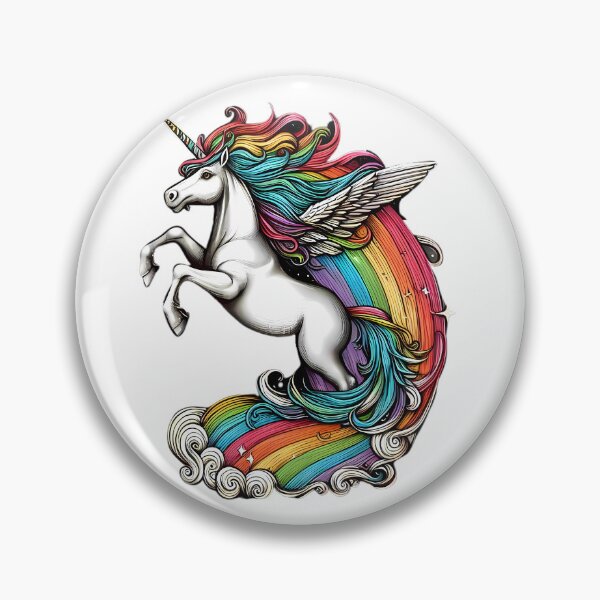 Artikelvorschau, Mystisches geflügeltes Einhorn mit Regenbogenmähne – Fantasy-Kunstwerk entworfen und verkauft von aiart-cutegirl.