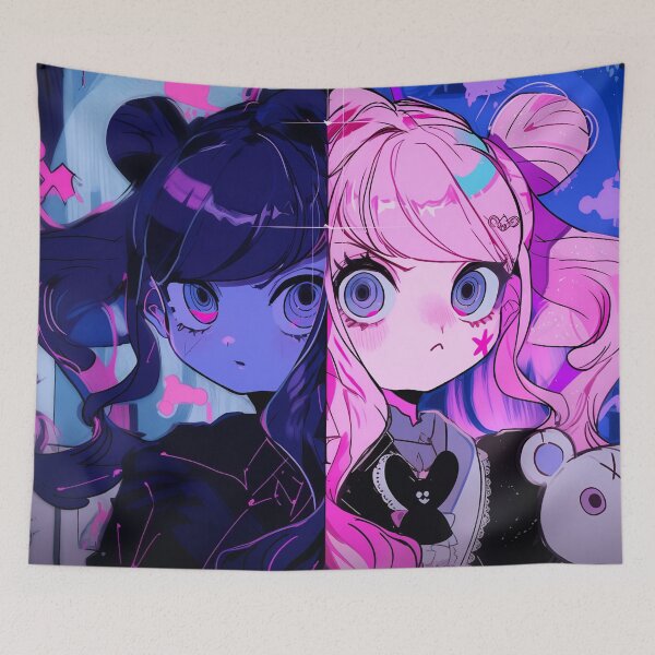 Item preview, Split Neon Contrast Anime Girls designed and sold by bubblegoth.