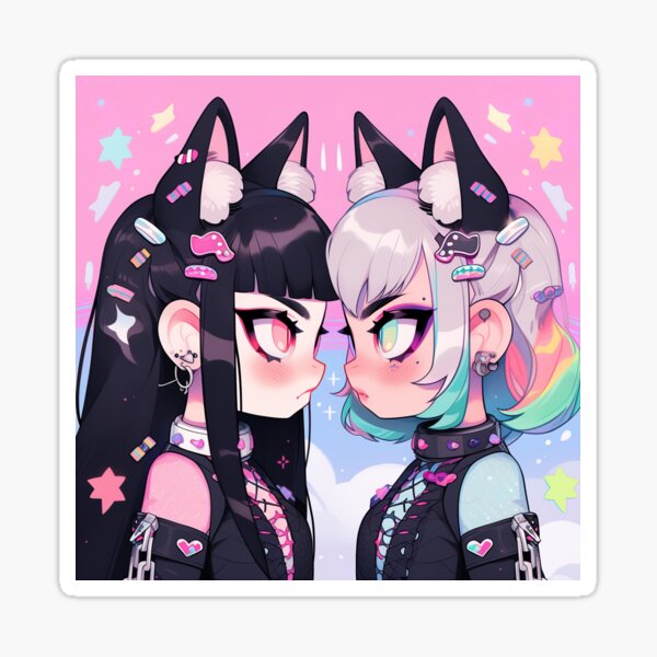 Item preview, Alternative Pastel Kawaii Twin Anime Girls designed and sold by bubblegoth.