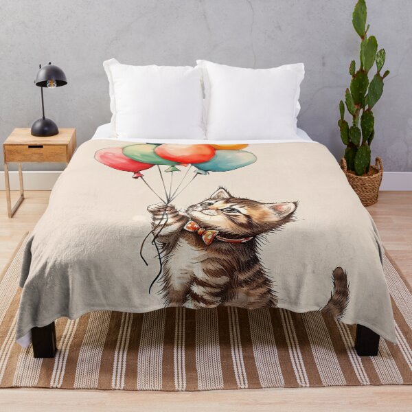 Item preview, Cute Cat Holding Balloons designed and sold by CatsAndDogs-TF.