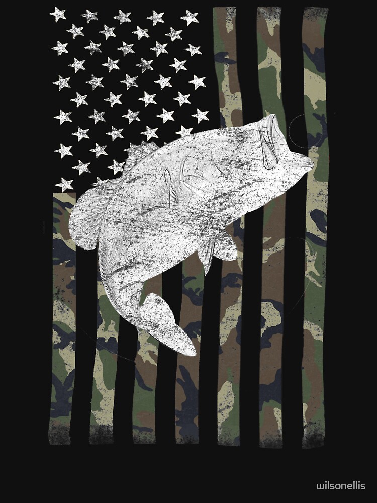 Camo American Flag Fishing - For Largemouth Bass Fisher Pullover Hoodie