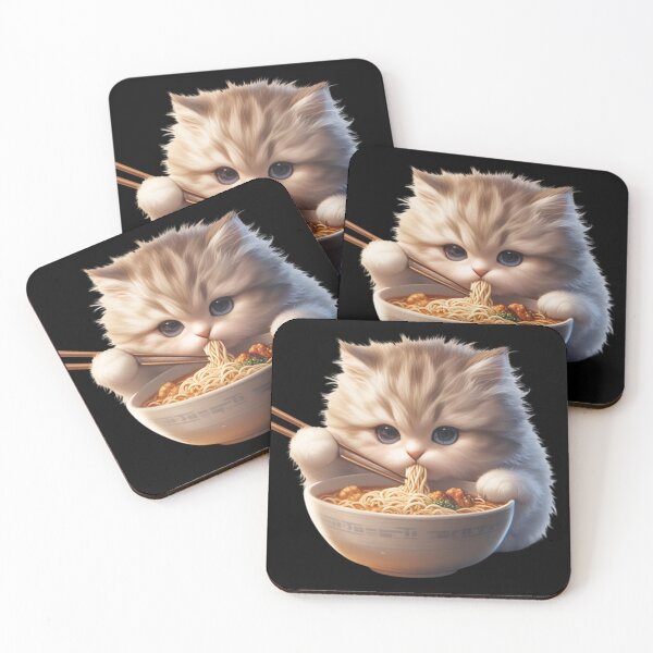 Item preview, Kawaii Kitten Eating Ramen 11 designed and sold by Totally4Ryo.