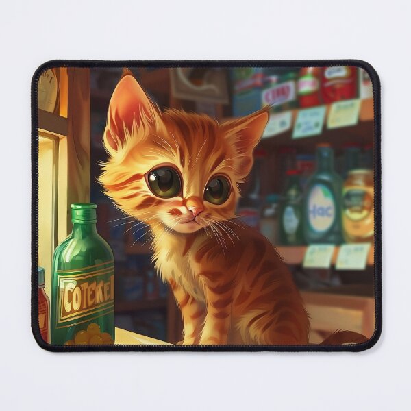 Item preview, Cool Cartoon Kitten at the Corner Store designed and sold by CatsAndDogs-TF.