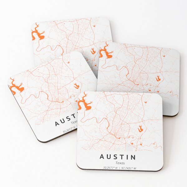 Item preview, Austin Texas | City Map Print | White and Burnt Orang | House warming gift | Map Print Wall Decor | City Map Art |  designed and sold by LivingBold.
