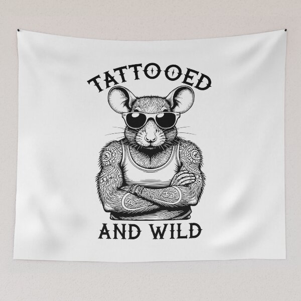 Item preview, Tattooed And Wild Funny Inked Rat Animal Tattoo Lover designed and sold by GrandeDuc.