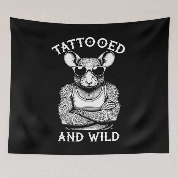 Item preview, Tattooed And Wild Funny Inked Rat Animal Tattoo Lover designed and sold by GrandeDuc.