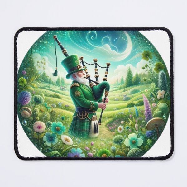 Item preview, bagpipe persona Happy St Patricks Day landscape designed and sold by Expressions-Sel.