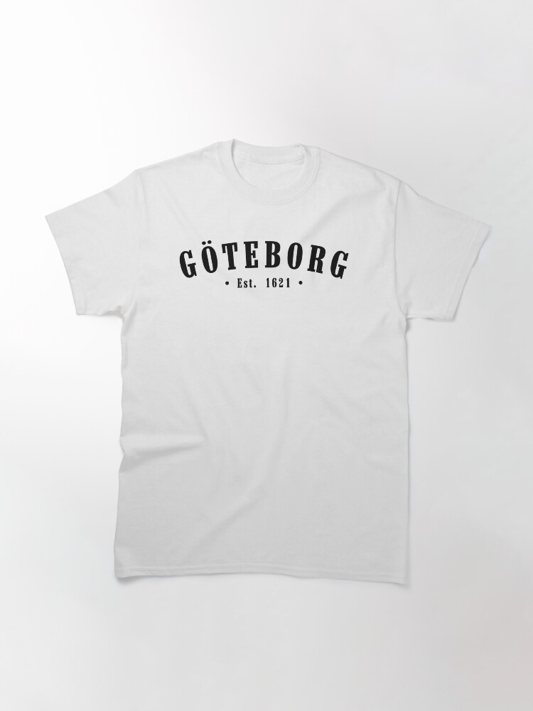 Thumbnail 3 of 7, Classic T-Shirt, Göteborg Västra Götaland County Sweden Est. 1621 Black Letter Sverige designed and sold by establishedwear.