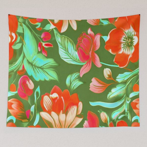 Item preview, Red and green floral  designed and sold by Flowersonstuff.